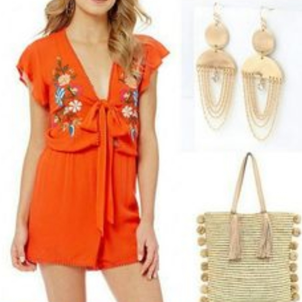 ❤️ 3 for $10 ❤️ Gianni Bini Tangerine Dream Orange Floral